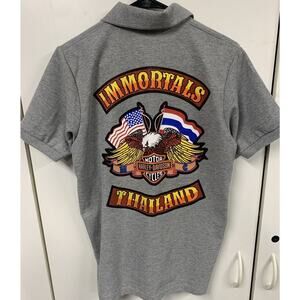 Vintage‎ Harley Davidson Immortals Thailand Gray Polo Shirt Men’s Size Medium
